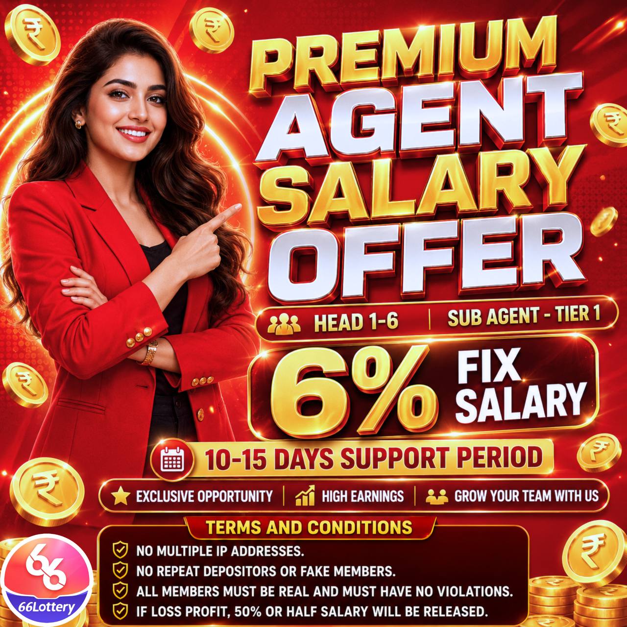 66 Lottery Premium Agent Salary promotion